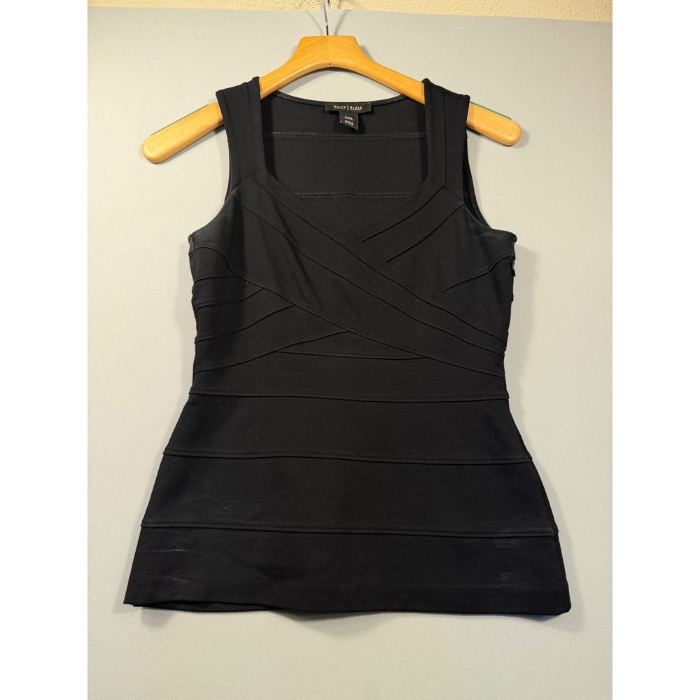 White House Black Market Black Bandage Tank Top Square Neck XXS